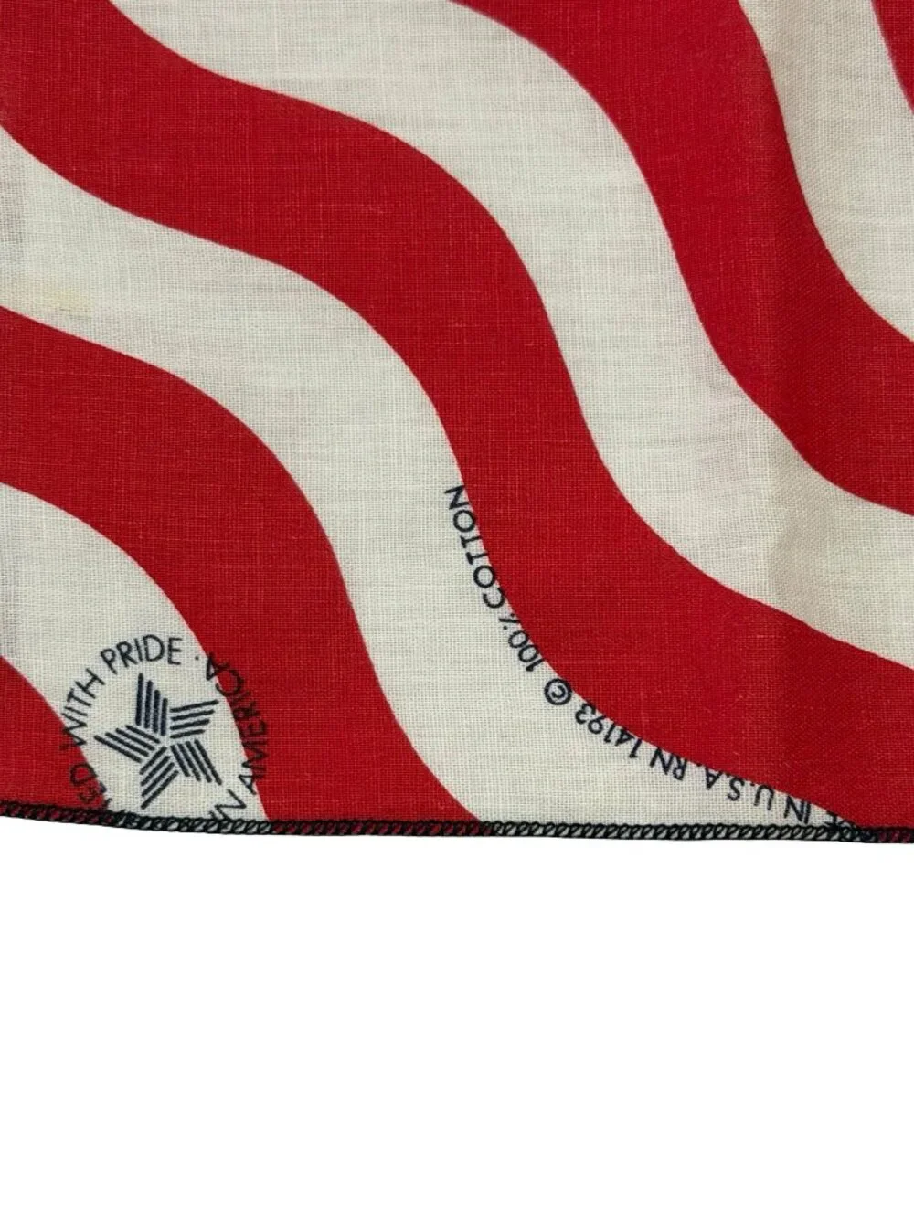 Vintage 1980s American Flag Patriotic Cotton Bandana Made in USA Red White Blue